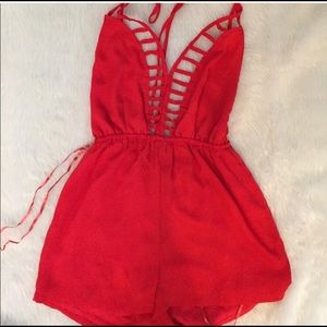Princess Polly Caged Red Romper